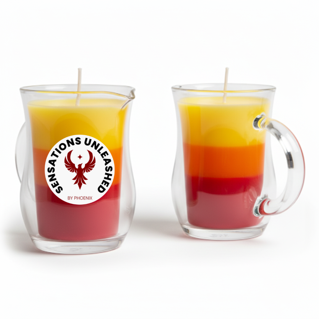 Non UV Wax Play Glass Jar Candle with Handle - Triple Colour