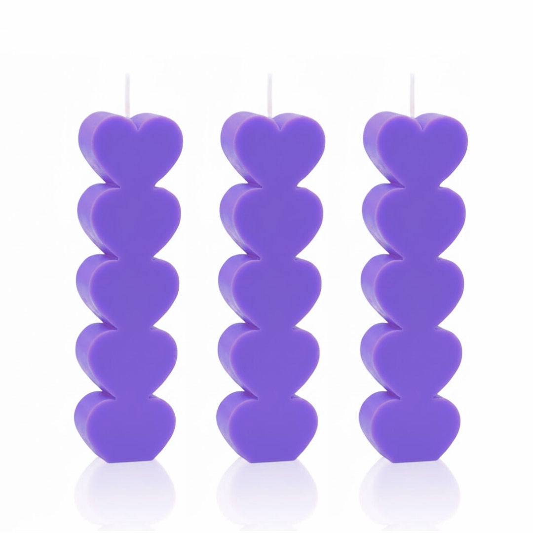 Non UV Wax Play Small Heart Pillar Candle - Set of 3