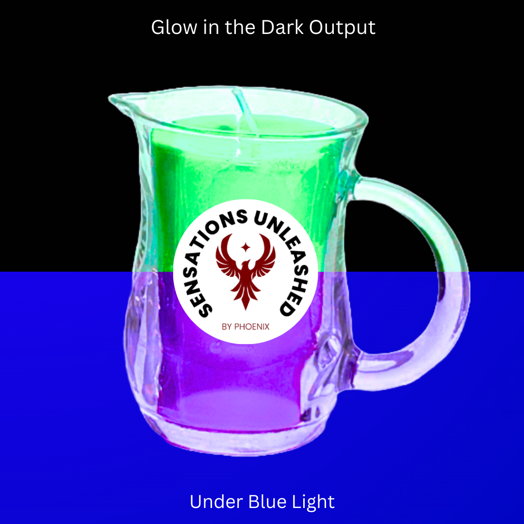 Glow in the Dark + UV Wax Play Glass Jar Candle with Handle - Double Colour