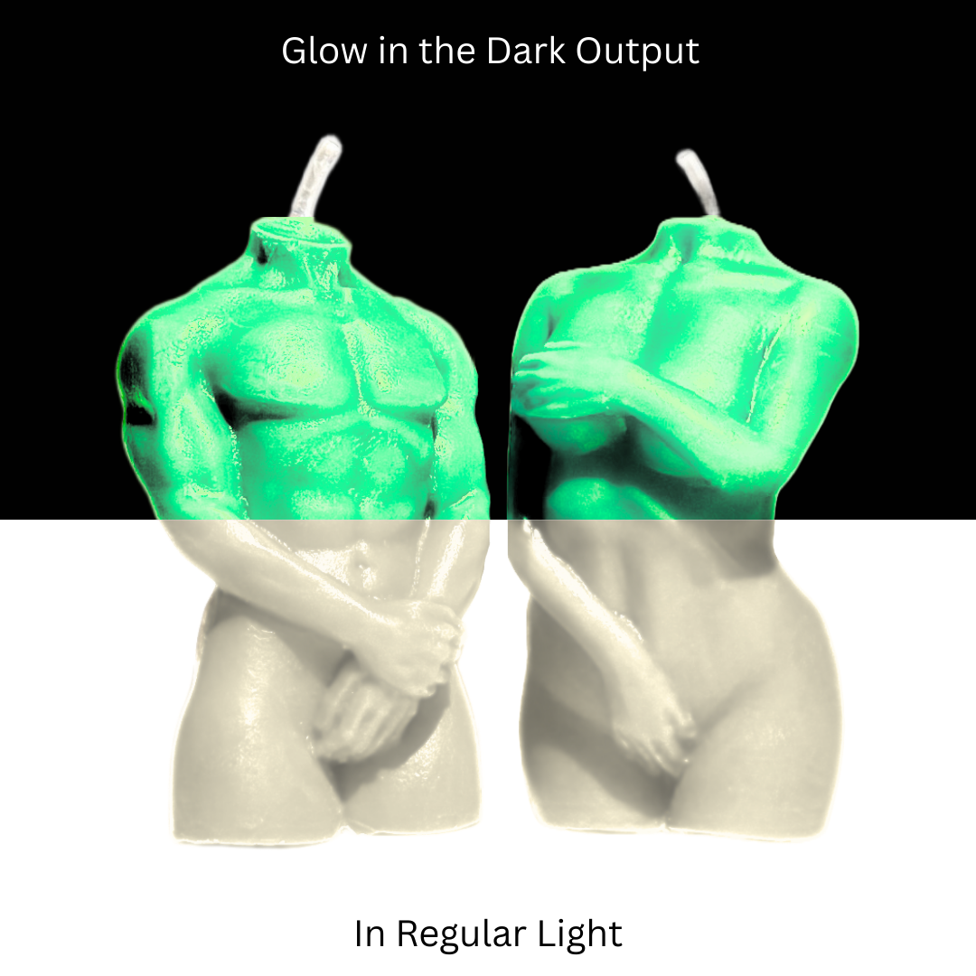 Glow in the Dark Wax Play Body Candles - Couple (Male & Female)
