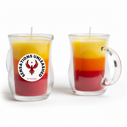 Non UV Wax Play Glass Jar Candle with Handle - Triple Colour