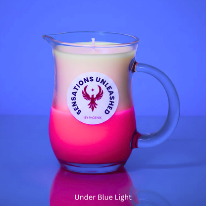 Glow in the Dark + UV Wax Play Glass Jar Candle with Handle - Double Colour