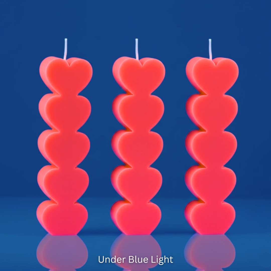 UV Wax Play Small Heart Pillar Candle - Set of 3