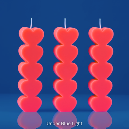 UV Wax Play Small Heart Pillar Candle - Set of 3