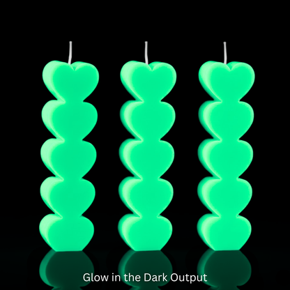 Glow in the Dark Wax Play Small Heart Pillar Candle - Set of 3