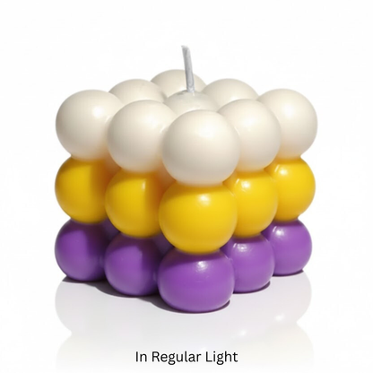 Bubble Candle made of white, yellow, and purple on a white background.

Sensations Unleashed BDSM Glow in the Dark + UV Wax Play Big Bubble Candle In India - Triple Colour