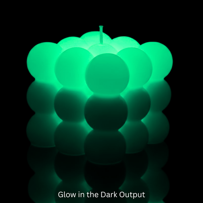 Glowing green bubble candle on a black background with 'Glow in the Dark Output' text.

Sensations Unleashed BDSM Glow in the Dark + UV Wax Play Big Bubble Candle In India (Double Colour)
