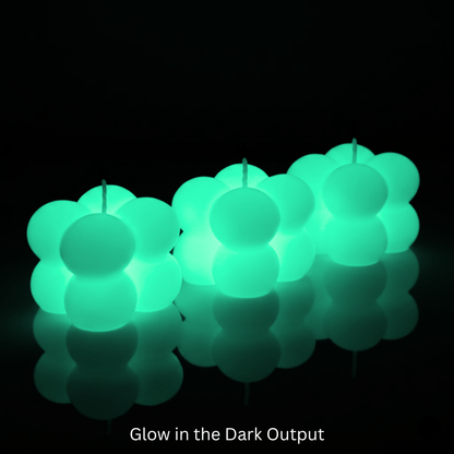 Glowing green bubble candles on a black background with 'Glow in the Dark Output' text.

Sensations Unleashed BDSM Glow in the Dark Wax Play Bubble Candles In India - Set of 3