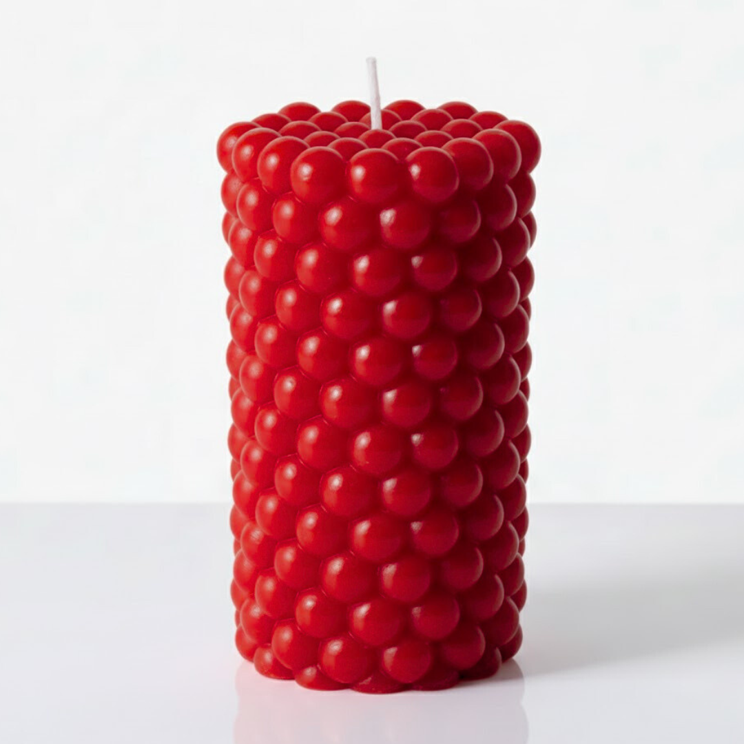Red bubble-textured candle on a white background

Sensations Unleashed BDSM Non UV Wax Play Bubble Pillar Candle In India