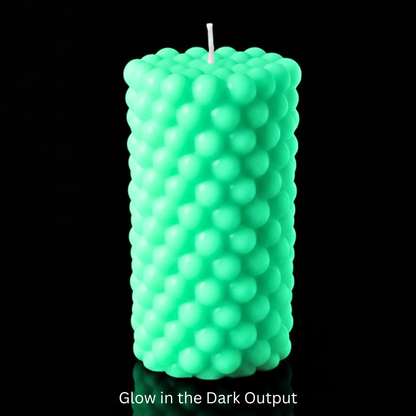 Glow in the dark green pillar bubble candle on a black background, Sensations Unleashed BDSM Glow in the Dark Wax Play Pillar Candle In India