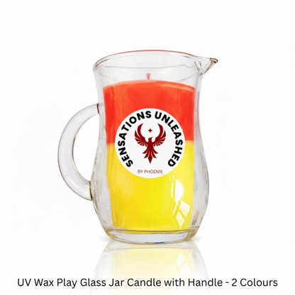Sensations Unleashed BDSM UV Wax Play Glass Jar Candle with Handle In India - Double Colour 